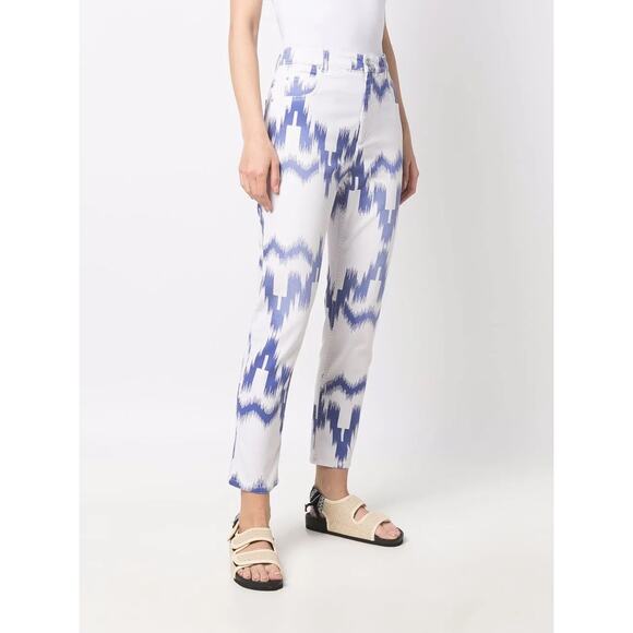 Isabel Marant Etoile Lanea Jeans‎ Size Medium White Blue Western Aztec High Rise - Picture 2 of 16